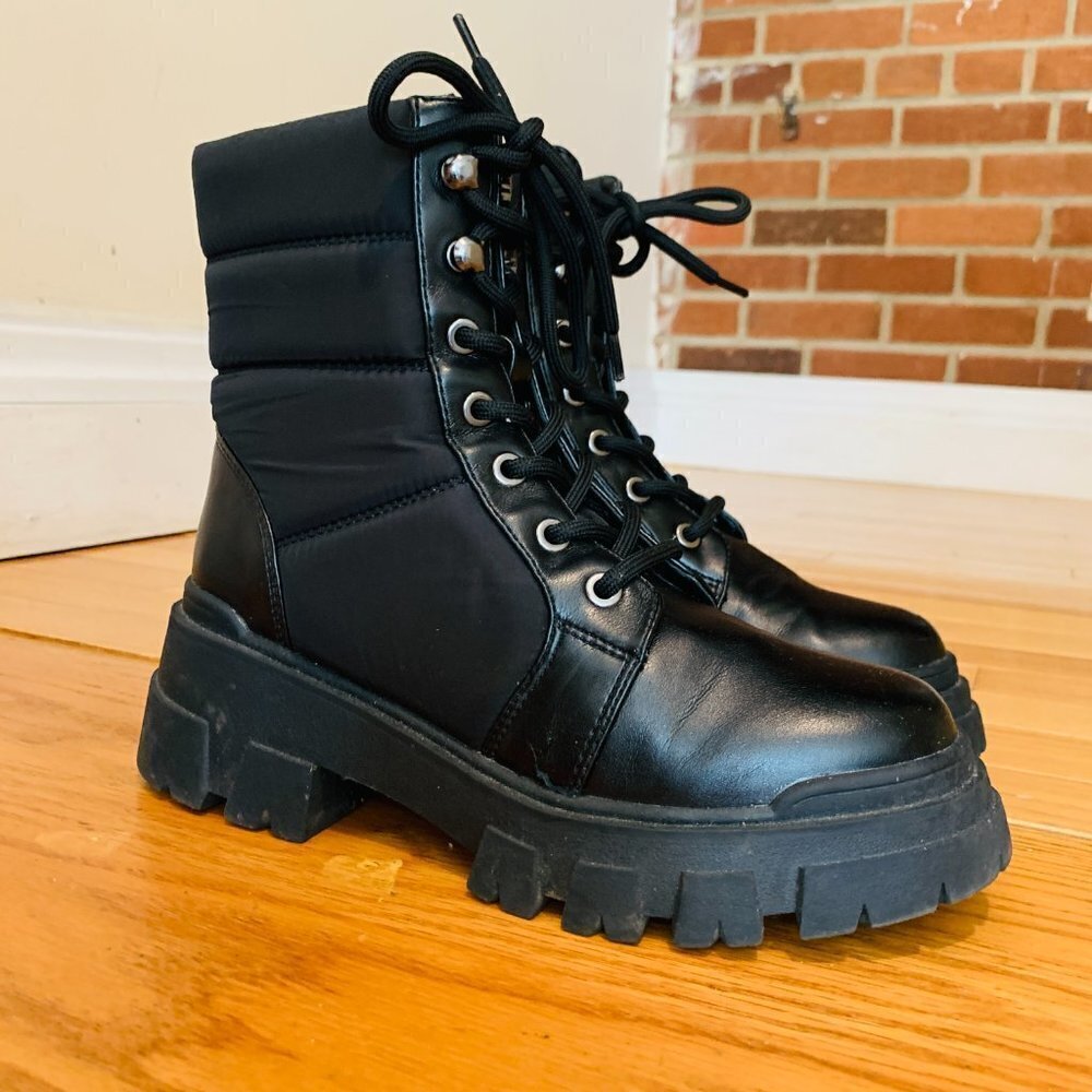 Marc Fisher LTD Womens Black Combat & Lace-up Boots 8 Medium - Picture 8 of 13